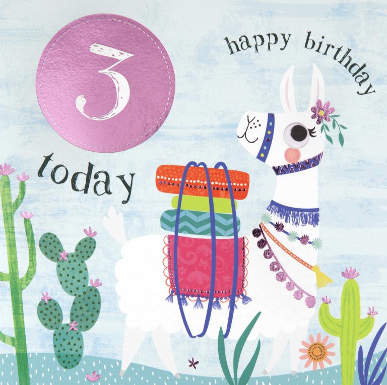 Little Llama 3rd Birthday Card