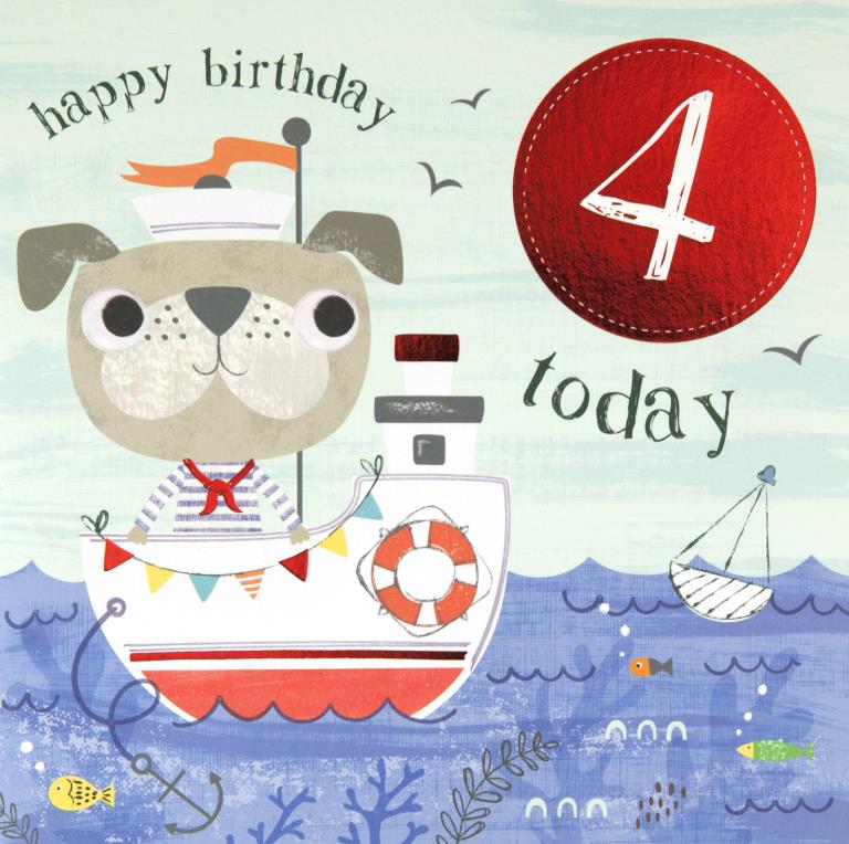 Little Dog 4th Birthday Card