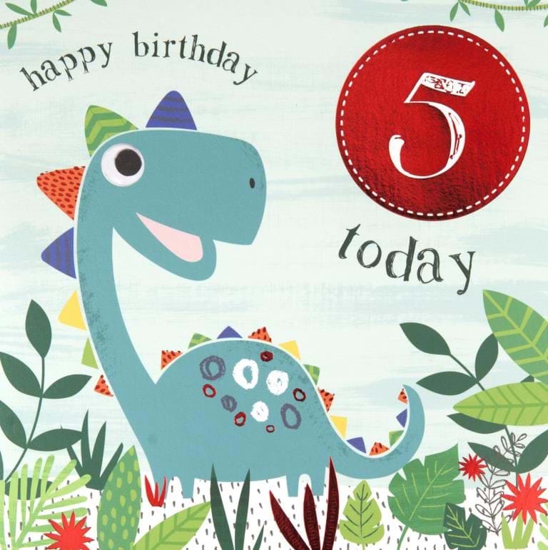 Dino 5th Birthday Card