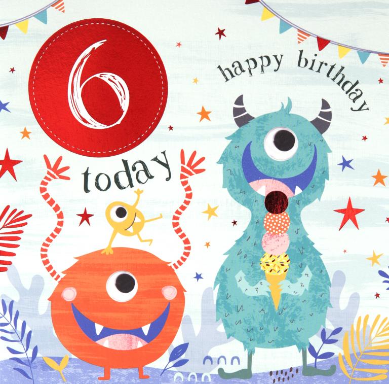 Little Monster 6th Birthday Card