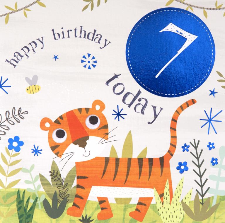 Little Tiger 7th Birthday Card