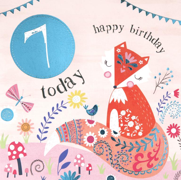 Little Fox 7th Birthday Card