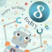 Little Robot 8th Birthday Card