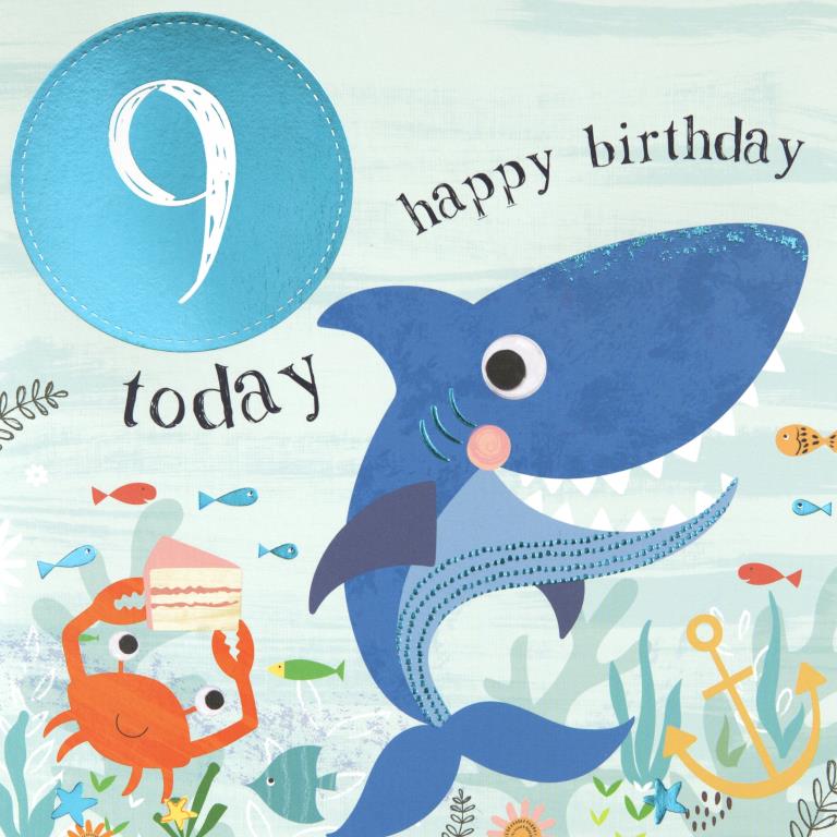 Little Shark 9th Birthday Card