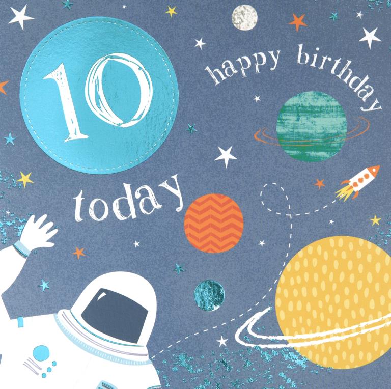 Spaceman 10th Birthday Card