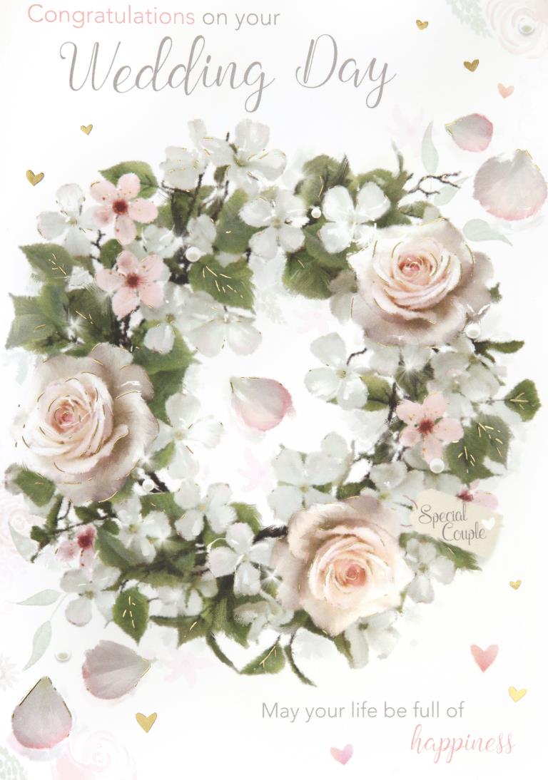 Floral Wreath Wedding Card