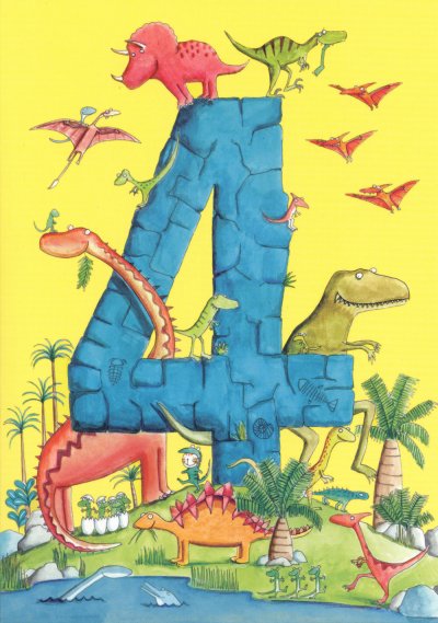 Dinosaurs 4th Birthday Card