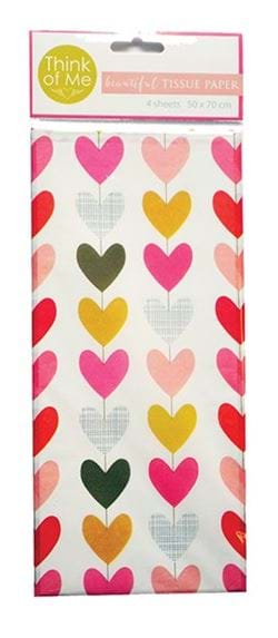 Hearts Tissue Paper   4 sheets