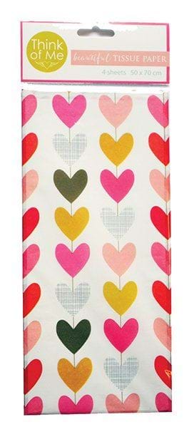 Hearts Tissue Paper 4 sheets