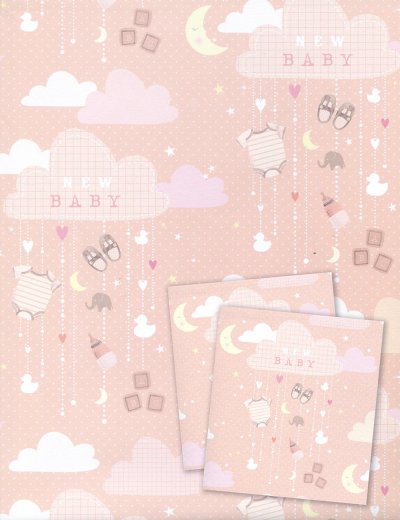 New Baby Girl Gift Wrap and Tags