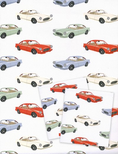 Retro Cars Gift Wrap and Tags