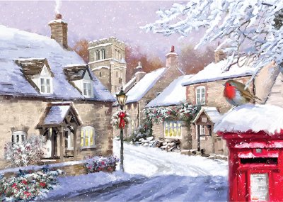 Village Robin Personalised Christmas Card