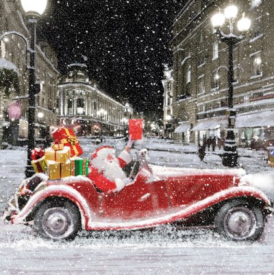Santa's Car Personalised Christmas Card