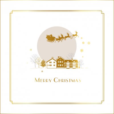 Santa Flying Over Street Personalised Christmas Card