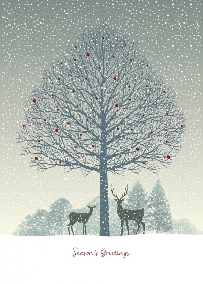 Snowing Scene Personalised Christmas Card