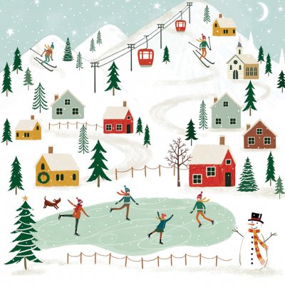 Ice Skating Scene Personalised Christmas Card