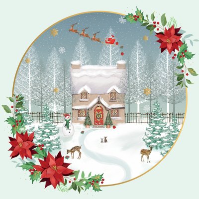 Winter Wonderland Cottage Personalised Christmas Card