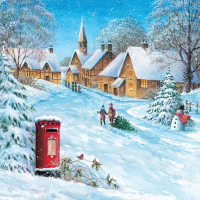 Snowy Village Personalised Christmas Card