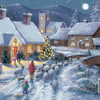Shepherd and Sheep Personalised Christmas Card