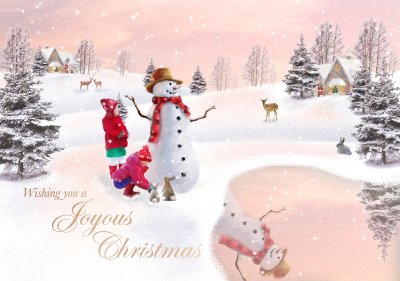 Snowman Lake Personalised Christmas Card