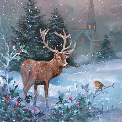 Midnight Stag Personalised Christmas Card