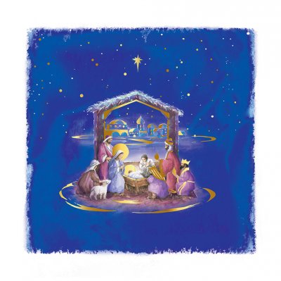 Adoration Scene Personalised Christmas Card