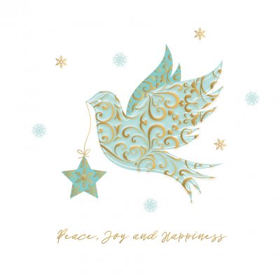 Peace Joy and Happiness Personalised Christmas Card