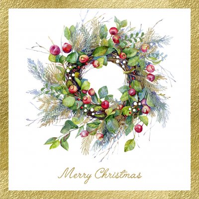 The Berry Wreath Personalised Christmas Card
