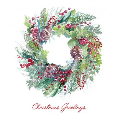 Watercolour Wreath Personalised Christmas Card