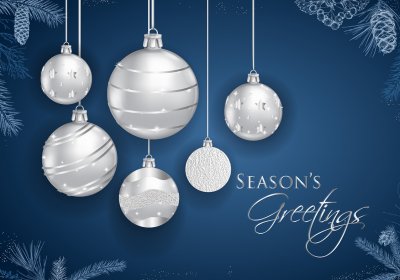 Festive Hanging Baubles Personalised Christmas Card