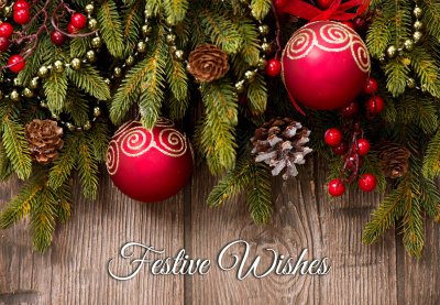 Festive Decorations Personalised Christmas Card