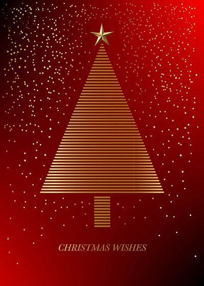 Stylised Tree Red Personalised Christmas Card