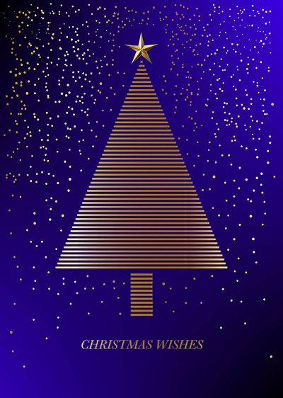 Stylised Tree Blue Personalised Christmas Card