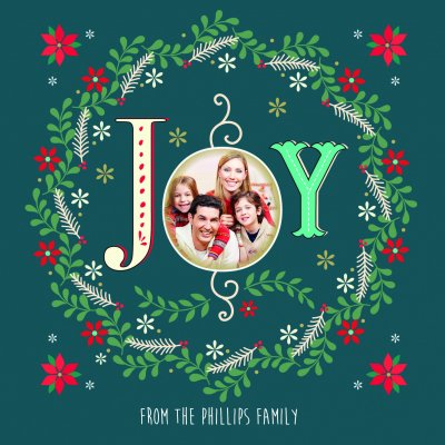 Christmas Joy Front Personalised Christmas Card