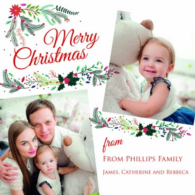 Christmas Colours Front Personalised Christmas Card