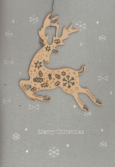 Wooden Reindeer Christmas Card