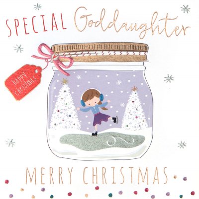 Ice Skating Goddaughter Christmas Card