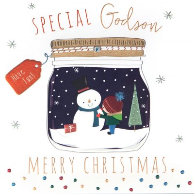 Snowman Godson Christmas Card