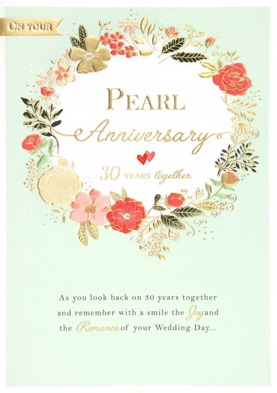 Floral Wreath Pearl Anniversary Card