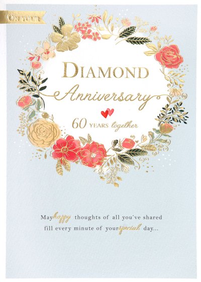 Floral Wreath Diamond Anniversary Card