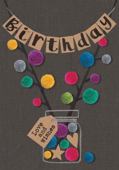 Pom Pom Birthday Card
