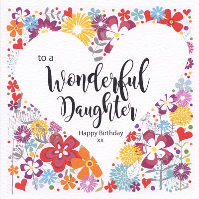 Floral Heart Daughter Birthday Card