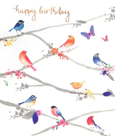 Birds on Branches Birthday Card