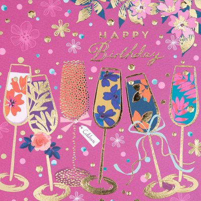 Champagne Bubbles Birthday Card