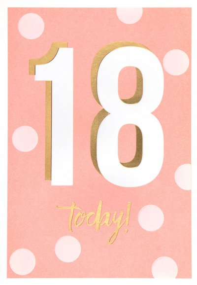 Pink Dots 18th Birthday Card