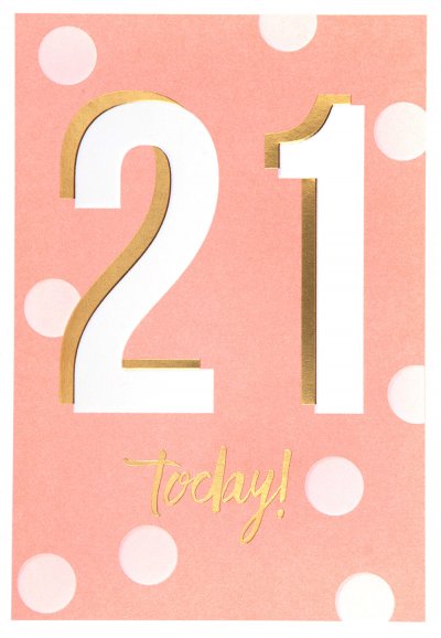 Pink Dots 21st Birthday Card