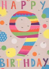 Colourful 9th Birthday Card
