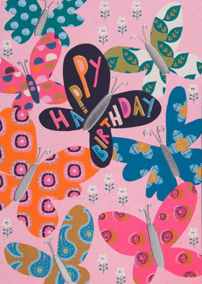 Bright Butterflies Birthday Card