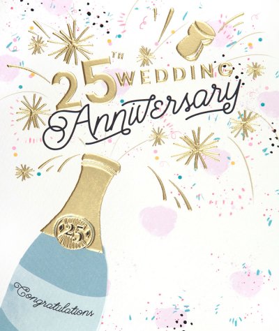Champagne 25th Anniversary Card