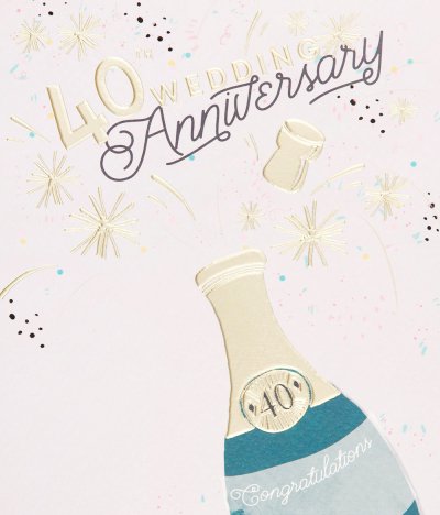Champagne 40th Anniversary Card